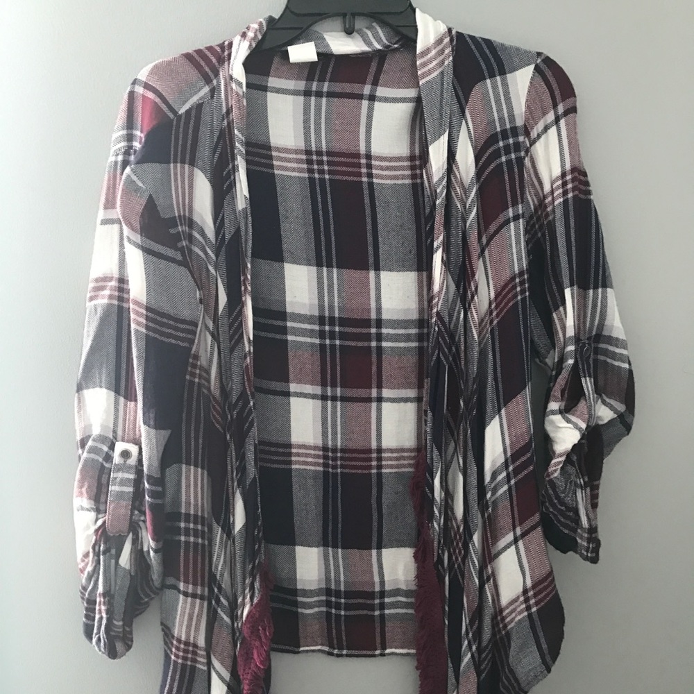Plaid Fringe Cardigan!